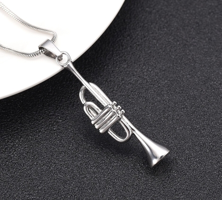 Gift Occasion Classic Style Silver Music Trumpet Pendant Necklace for Ashes Memorial