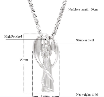 Angel Wings Cremation Urn Necklace for Ashes Stainless Steel Perfume Jewelry Keepsake