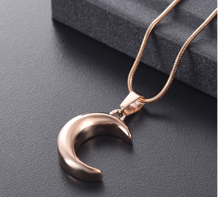 Stainless Steel Crescent Moon Cremation Jewelry For Ashes Keepsake Memorial Urn Necklace