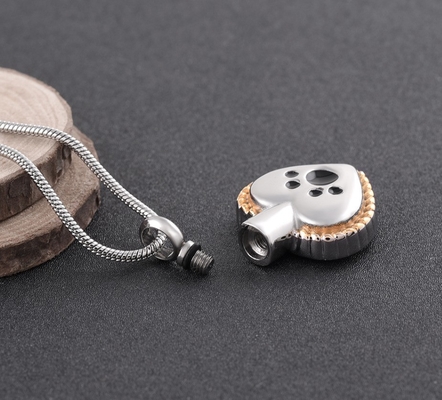 Warm Heart Dog Paw Print Cremation Jewelry Keepsake Memorial Urn Necklace Ash Holder Pendant