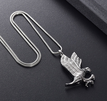 Stainless Steel Keepsake Cremation Jewelry for Ashes Holder Eagle Memorial Urn Necklace