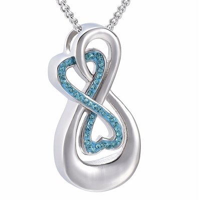 Stainless Steel Infinite Love Cremation Urn Necklace Personalized Memorial Keepsake