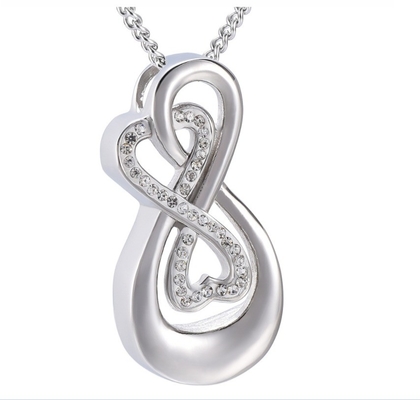 Stainless Steel Infinite Love Cremation Urn Necklace Personalized Memorial Keepsake