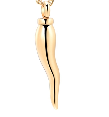 Stainless Steel Italian Horn Shape Cremation Jewelry for Ashes Keepsake Urns Necklace