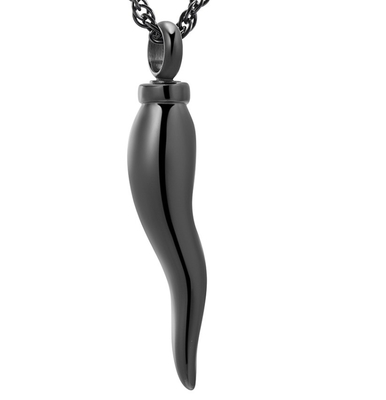 Stainless Steel Italian Horn Shape Cremation Jewelry for Ashes Keepsake Urns Necklace