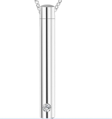 Stainless Steel Perfume Holder Bullet Cylinder Ashes Urn Pendant Angel Wing Charm Necklace Jewelry 6 Sizes