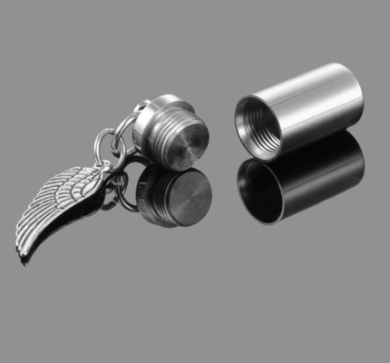 Stainless Steel Perfume Holder Bullet Cylinder Ashes Urn Pendant Angel Wing Charm Necklace Jewelry 6 Sizes