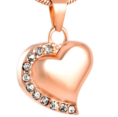 Eye-Catching Silver/Gold/Rose Gold Cremation Necklace with Clear Crystal Heart Detail