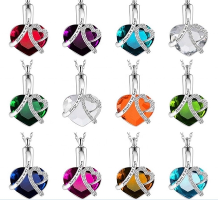 Stainless Steel Heart Locket Screw Necklace for Memorial Ashes Keepsake Pendant