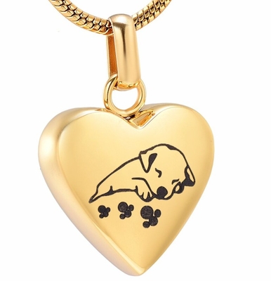 Personalized Engraving Sleeping Dog In My Heart Cremation Urn Necklace For Pet Ashes