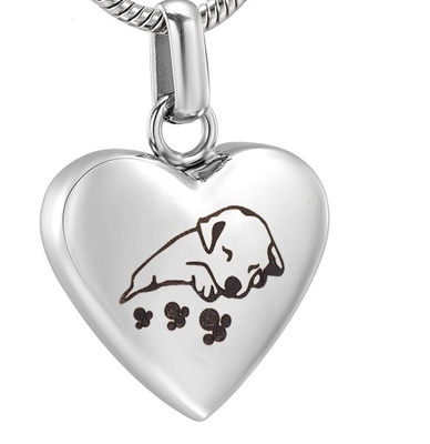 Personalized Engraving Sleeping Dog In My Heart Cremation Urn Necklace For Pet Ashes