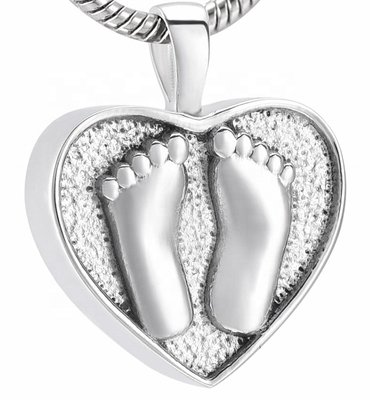 Pet Funeral Footprints in Heart Keepsake Jewelry Ashes Locket Cremation Urn Necklace