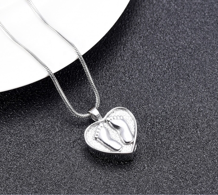 Pet Funeral Footprints in Heart Keepsake Jewelry Ashes Locket Cremation Urn Necklace