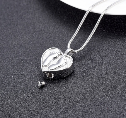 Pet Funeral Footprints in Heart Keepsake Jewelry Ashes Locket Cremation Urn Necklace