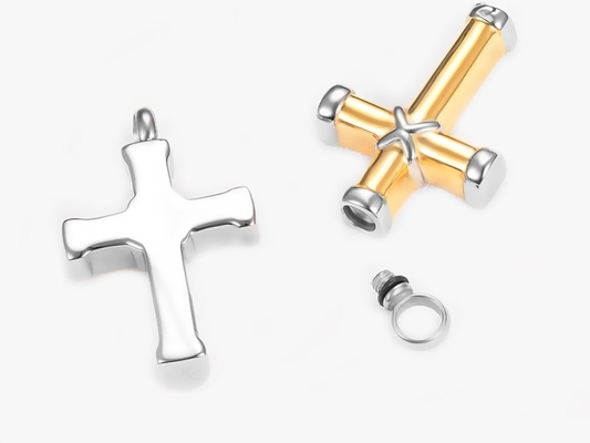 Classic Cremation Jewelry for Ashes Cross Urn Necklace Pendant in Gold Silver or Black