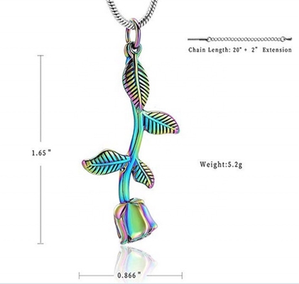 Stainless Steel Rose Flower Urn Pendant Necklace for Ashes Memorial Cremation Jewelry
