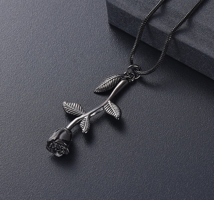 Stainless Steel Rose Flower Urn Pendant Necklace for Ashes Memorial Cremation Jewelry