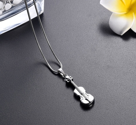 Strings of Remembrance Stainless Steel Violin Pendant Necklace for Funeral Keepsakes