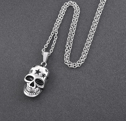 Cool Star Skull Cremation Necklace For Ashes Locket Mini Memorial Urn Jewelry Keepsake Ideal Gift for Men
