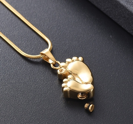 Crystal Keepsake Pendant Mini Cute Footprint Cremation Necklace for Ashes Stainless Steel