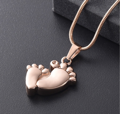 Crystal Keepsake Pendant Mini Cute Footprint Cremation Necklace for Ashes Stainless Steel