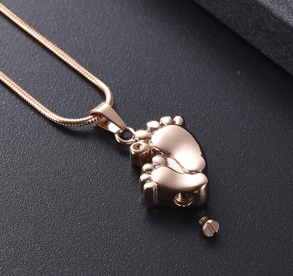 Crystal Keepsake Pendant Mini Cute Footprint Cremation Necklace for Ashes Stainless Steel