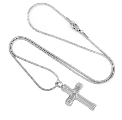 Gold CNC Inlay Personalized Color Cross Pendant Necklace for Ashes Urn Cremation Jewelry