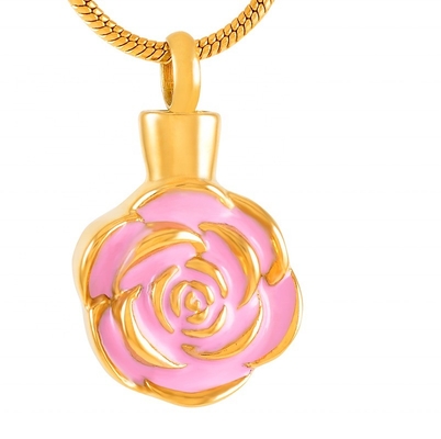 Picture Plating Black Gun Plated Peony Pendant Cremation Jewelry Memorial Urn Necklace