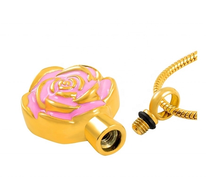Picture Plating Black Gun Plated Peony Pendant Cremation Jewelry Memorial Urn Necklace