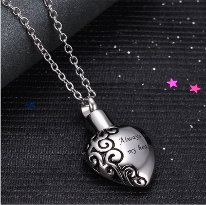 Always in my Heart Cremation Necklace for Ashes Memorial Jewelry Heart Urn Pendant
