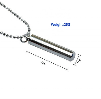 18K Gold Plated Stainless Steel Cylinder Tube Ash Urn Pendant Necklace for Decoration