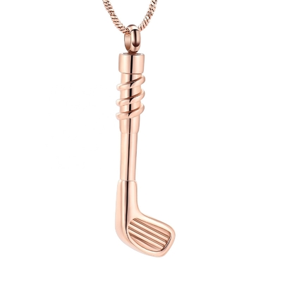Golf Stick Stainless Steel Cremation Keepsake Pendant for Ashes Urn Human Memorial Necklace Jewelry