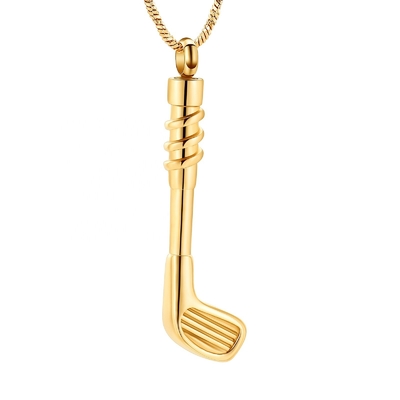 Golf Stick Stainless Steel Cremation Keepsake Pendant for Ashes Urn Human Memorial Necklace Jewelry
