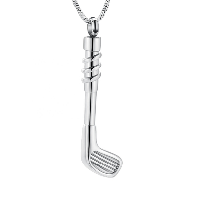 Golf Stick Stainless Steel Cremation Keepsake Pendant for Ashes Urn Human Memorial Necklace Jewelry