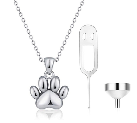 Gift 925 Sterling Silver Paw Cremation Pendant Cremation Jewelry