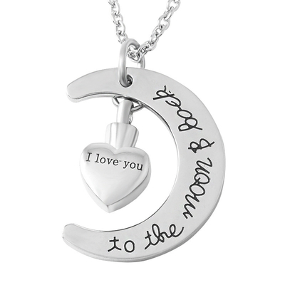 Charm Pendants for Men I Love You to the Moon and Back Urn Cremation Pendant Necklace