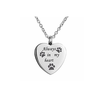 Always in My Heart Footprint Stainless Steel Heart Pendant for Women's Remembrance
