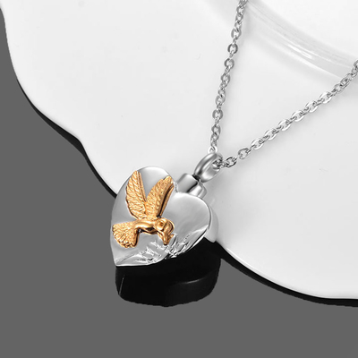 Rose Gold Plated Stainless Steel Fashion Niche Peach Heart Hummingbird Modeling Urn Memorial Pendant Necklace