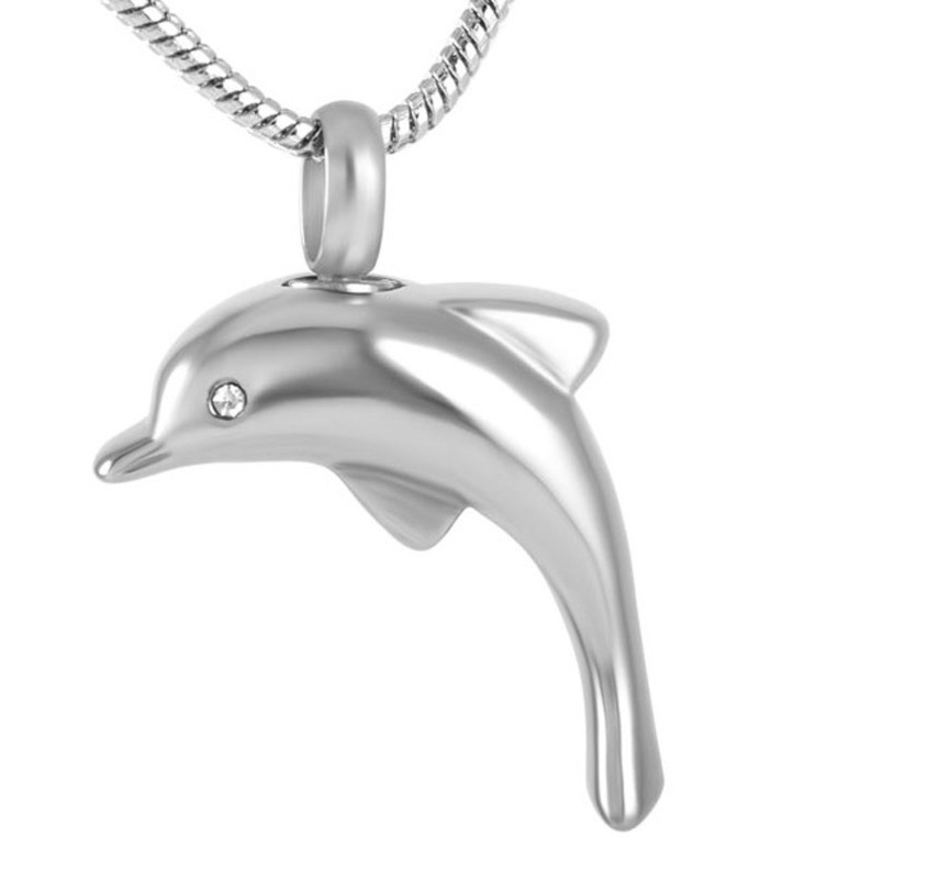 Dolphin Urn Ash Pendant Charm Necklace Keepsake for Stainless Steel Cremation Jewelry