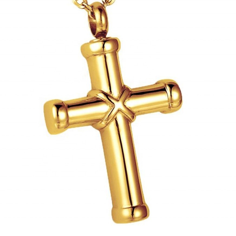 Classic Cremation Jewelry for Ashes Cross Urn Necklace Pendant in Gold Silver or Black