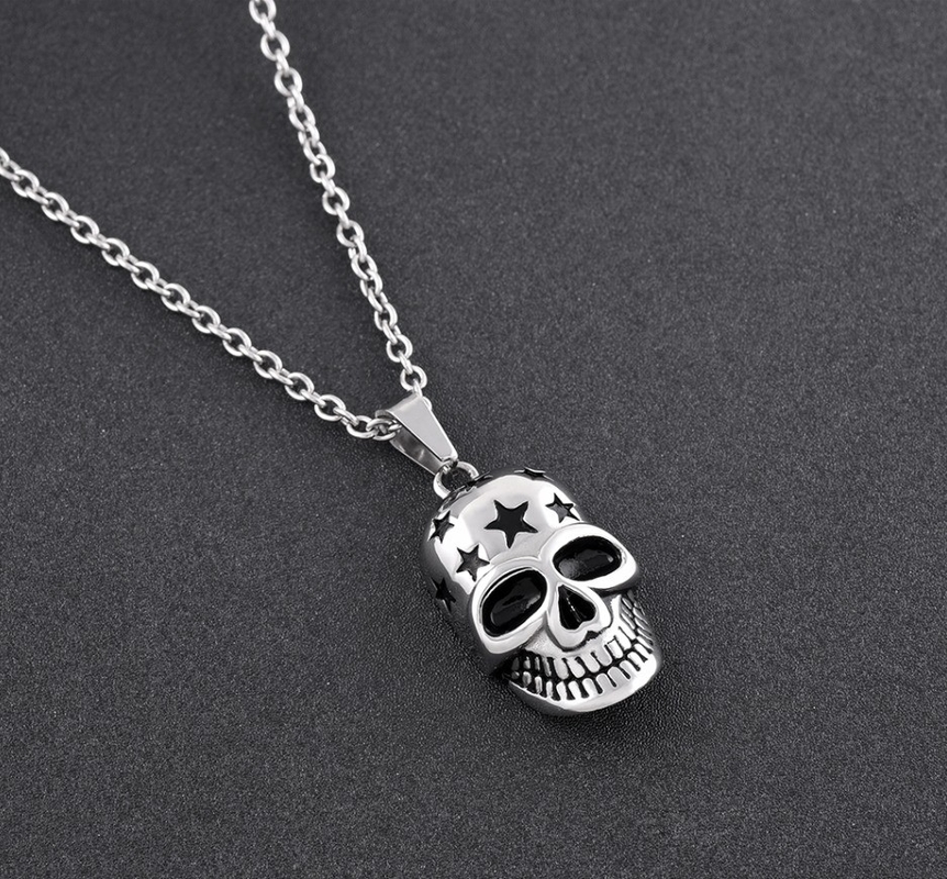Cool Star Skull Cremation Necklace For Ashes Locket Mini Memorial Urn Jewelry Keepsake Ideal Gift for Men