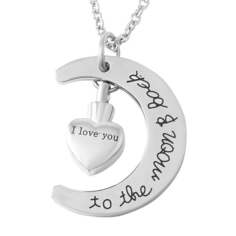 Charm Pendants for Men I Love You to the Moon and Back Urn Cremation Pendant Necklace